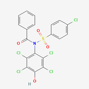 molecular formula C19H10Cl5NO4S B2389372 N-(4-CHLOROBENZENESULFONYL)-N-(2,3,5,6-TETRACHLORO-4-HYDROXYPHENYL)BENZAMIDE CAS No. 314751-20-7