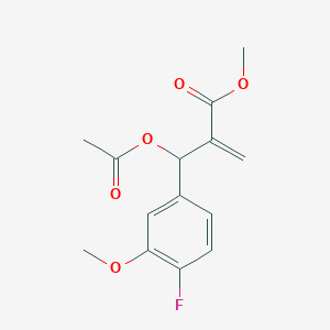 molecular formula C14H15FO5 B2389387 Methyl 2-[(acetyloxy)(4-fluoro-3-methoxyphenyl)methyl]acrylate CAS No. 2270913-23-8
