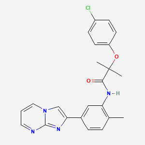 molecular formula C23H21ClN4O2 B2389388 2-(4-chlorophenoxy)-N-(5-imidazo[1,2-a]pyrimidin-2-yl-2-methylphenyl)-2-methylpropanamide CAS No. 862810-43-3