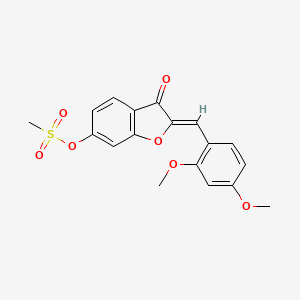molecular formula C18H16O7S B2389397 (Z)-2-(2,4-dimethoxybenzylidene)-3-oxo-2,3-dihydrobenzofuran-6-yl methanesulfonate CAS No. 858759-66-7