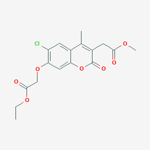 molecular formula C17H17ClO7 B2389406 methyl [6-chloro-7-(2-ethoxy-2-oxoethoxy)-4-methyl-2-oxo-2H-chromen-3-yl]acetate CAS No. 573708-96-0