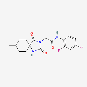 molecular formula C17H19F2N3O3 B2389407 N-(2,4-DIFLUOROPHENYL)-2-{8-METHYL-2,4-DIOXO-1,3-DIAZASPIRO[4.5]DECAN-3-YL}ACETAMIDE CAS No. 730946-77-7
