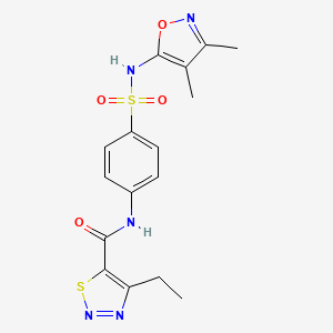 molecular formula C16H17N5O4S2 B2389413 N-(4-(N-(3,4-dimethylisoxazol-5-yl)sulfamoyl)phenyl)-4-ethyl-1,2,3-thiadiazole-5-carboxamide CAS No. 899979-36-3
