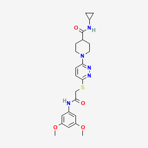 molecular formula C23H29N5O4S B2389418 N-cyclopropyl-1-(6-((2-((3,5-dimethoxyphenyl)amino)-2-oxoethyl)thio)pyridazin-3-yl)piperidine-4-carboxamide CAS No. 2034512-49-5