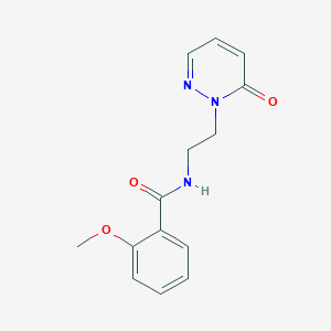 molecular formula C14H15N3O3 B2389437 2-methoxy-N-(2-(6-oxopyridazin-1(6H)-yl)ethyl)benzamide CAS No. 1049550-91-5