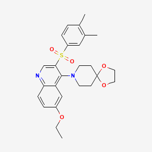 molecular formula C26H30N2O5S B2389440 8-(3-((3,4-Dimethylphenyl)sulfonyl)-6-ethoxyquinolin-4-yl)-1,4-dioxa-8-azaspiro[4.5]decane CAS No. 897758-81-5