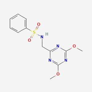 molecular formula C12H14N4O4S B2389454 N-[(4,6-dimethoxy-1,3,5-triazin-2-yl)methyl]benzenesulfonamide CAS No. 2034356-86-8