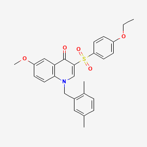 molecular formula C27H27NO5S B2389460 1-[(2,5-dimethylphenyl)methyl]-3-(4-ethoxybenzenesulfonyl)-6-methoxy-1,4-dihydroquinolin-4-one CAS No. 866340-59-2