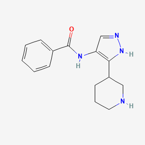 molecular formula C15H18N4O B2389465 N-[3-(piperidin-3-yl)-1H-pyrazol-4-yl]benzamide CAS No. 1803610-79-8