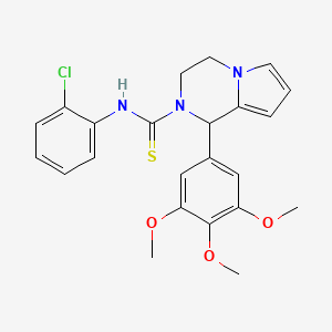 molecular formula C23H24ClN3O3S B2389485 N-(2-chlorophenyl)-1-(3,4,5-trimethoxyphenyl)-3,4-dihydropyrrolo[1,2-a]pyrazine-2(1H)-carbothioamide CAS No. 393833-62-0