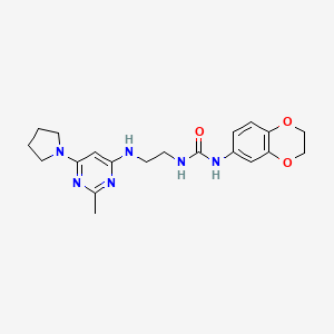 1-(2,3-Dihydrobenzo[b][1,4]dioxin-6-yl)-3-(2-((2-methyl-6-(pyrrolidin-1-yl)pyrimidin-4-yl)amino)ethyl)urea