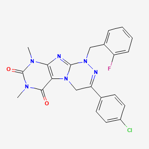 molecular formula C22H18ClFN6O2 B2389507 3-(4-chlorophenyl)-1-(2-fluorobenzyl)-7,9-dimethyl-7,9-dihydro-[1,2,4]triazino[3,4-f]purine-6,8(1H,4H)-dione CAS No. 898448-57-2