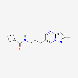 molecular formula C15H20N4O B2389511 N-(3-{2-methylpyrazolo[1,5-a]pyrimidin-6-yl}propyl)cyclobutanecarboxamide CAS No. 1797710-19-0
