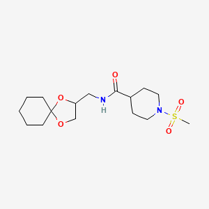 molecular formula C16H28N2O5S B2389551 N-(1,4-dioxaspiro[4.5]decan-2-ylmethyl)-1-(methylsulfonyl)piperidine-4-carboxamide CAS No. 1211784-70-1