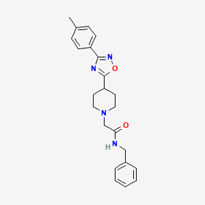 molecular formula C23H26N4O2 B2389560 N-benzyl-2-{4-[3-(4-methylphenyl)-1,2,4-oxadiazol-5-yl]piperidin-1-yl}acetamide CAS No. 1251603-67-4