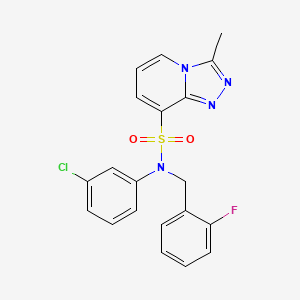 molecular formula C20H16ClFN4O2S B2389562 N-(3-chlorophenyl)-N-[(2-fluorophenyl)methyl]-3-methyl-[1,2,4]triazolo[4,3-a]pyridine-8-sulfonamide CAS No. 1251558-28-7