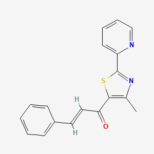 molecular formula C18H14N2OS B2389581 (E)-1-(4-methyl-2-pyridin-2-yl-1,3-thiazol-5-yl)-3-phenylprop-2-en-1-one CAS No. 477847-80-6