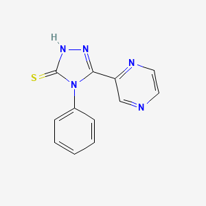 molecular formula C12H9N5S B2389586 4-phenyl-5-(pyrazin-2-yl)-4H-1,2,4-triazole-3-thiol CAS No. 98010-52-7
