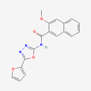 molecular formula C18H13N3O4 B2389588 N-[5-(furan-2-yl)-1,3,4-oxadiazol-2-yl]-3-methoxynaphthalene-2-carboxamide CAS No. 887884-96-0