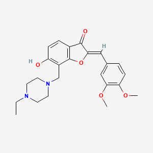 molecular formula C24H28N2O5 B2389592 (Z)-2-(3,4-dimethoxybenzylidene)-7-((4-ethylpiperazin-1-yl)methyl)-6-hydroxybenzofuran-3(2H)-one CAS No. 869078-63-7