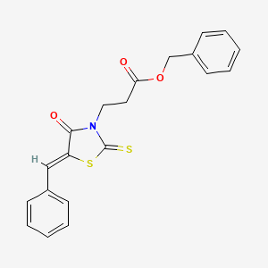 molecular formula C20H17NO3S2 B2389598 (Z)-benzyl 3-(5-benzylidene-4-oxo-2-thioxothiazolidin-3-yl)propanoate CAS No. 19389-15-2