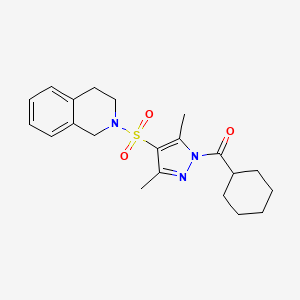 cyclohexyl(4-((3,4-dihydroisoquinolin-2(1H)-yl)sulfonyl)-3,5-dimethyl-1H-pyrazol-1-yl)methanone