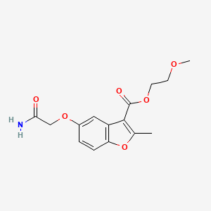 molecular formula C15H17NO6 B2389610 5-Carbamoylmethoxy-2-methyl-benzofuran-3-carboxylic acid 2-methoxy-ethyl ester CAS No. 300674-19-5