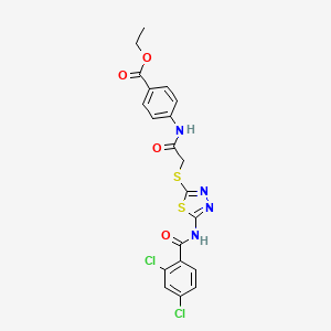 Ethyl 4-(2-((5-(2,4-dichlorobenzamido)-1,3,4-thiadiazol-2-yl)thio)acetamido)benzoate