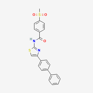 molecular formula C23H18N2O3S2 B2389620 N-(4-([1,1'-biphenyl]-4-yl)thiazol-2-yl)-4-(methylsulfonyl)benzamide CAS No. 896339-59-6