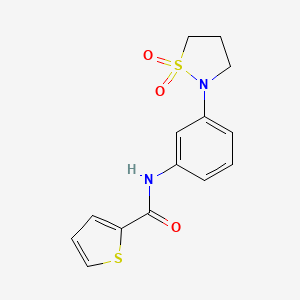 molecular formula C14H14N2O3S2 B2389635 N-(3-(1,1-二氧化异噻唑烷-2-基)苯基)噻吩-2-羧酰胺 CAS No. 941974-99-8