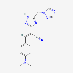 molecular formula C16H16N8 B2389650 (2E)-3-[4-(dimethylamino)phenyl]-2-{5-[(1H-1,2,4-triazol-1-yl)methyl]-1H-1,2,4-triazol-3-yl}prop-2-enenitrile CAS No. 303996-79-4