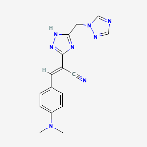 molecular formula C16H16N8 B2389650 3-[4-(dimethylamino)phenyl]-2-[5-(1H-1,2,4-triazol-1-ylmethyl)-1H-1,2,4-triazol-3-yl]acrylonitrile CAS No. 303996-79-4