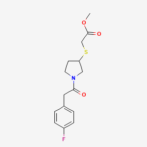Methyl 2-((1-(2-(4-fluorophenyl)acetyl)pyrrolidin-3-yl)thio)acetate