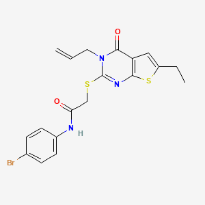 molecular formula C19H18BrN3O2S2 B2389658 2-((3-allyl-6-ethyl-4-oxo-3,4-dihydrothieno[2,3-d]pyrimidin-2-yl)thio)-N-(4-bromophenyl)acetamide CAS No. 380453-42-9
