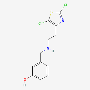 molecular formula C12H12Cl2N2OS B2389661 3-[[2-(2,5-Dichloro-1,3-thiazol-4-yl)ethylamino]methyl]phenol CAS No. 2580221-30-1