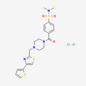 N,N-dimethyl-4-(4-((4-(thiophen-2-yl)thiazol-2-yl)methyl)piperazine-1-carbonyl)benzenesulfonamide hydrochloride