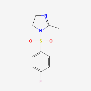 molecular formula C10H11FN2O2S B2389676 1-[(4-fluorophenyl)sulfonyl]-2-methyl-4,5-dihydro-1H-imidazole CAS No. 324778-27-0