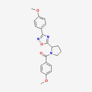 molecular formula C21H21N3O4 B2389677 5-[1-(4-Methoxybenzoyl)pyrrolidin-2-yl]-3-(4-methoxyphenyl)-1,2,4-oxadiazole CAS No. 861707-57-5