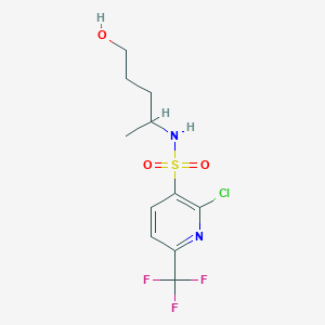 molecular formula C11H14ClF3N2O3S B2389678 2-chloro-N-(5-hydroxypentan-2-yl)-6-(trifluoromethyl)pyridine-3-sulfonamide CAS No. 2094848-42-5