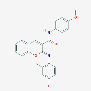 molecular formula C24H19FN2O3 B2389679 (2Z)-2-[(4-fluoro-2-methylphenyl)imino]-N-(4-methoxyphenyl)-2H-chromene-3-carboxamide CAS No. 1327171-85-6