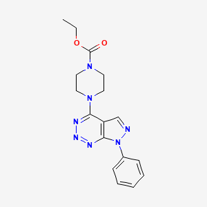 molecular formula C17H19N7O2 B2389685 ethyl 4-(7-phenyl-7H-pyrazolo[3,4-d][1,2,3]triazin-4-yl)piperazine-1-carboxylate CAS No. 1251710-01-6