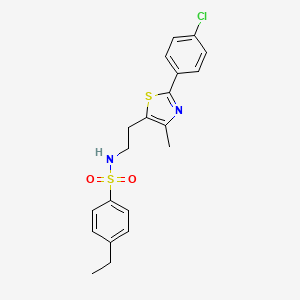 molecular formula C20H21ClN2O2S2 B2389696 N-(2-(2-(4-chlorophenyl)-4-methylthiazol-5-yl)ethyl)-4-ethylbenzenesulfonamide CAS No. 946360-88-9