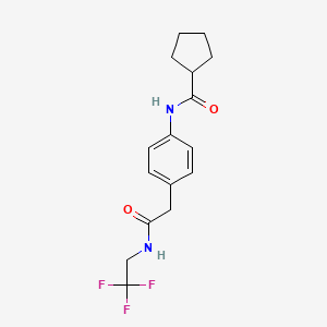 molecular formula C16H19F3N2O2 B2389718 N-(4-(2-氧代-2-((2,2,2-三氟乙基)氨基)乙基)苯基)环戊烷甲酰胺 CAS No. 1234877-67-8