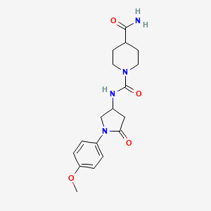 molecular formula C18H24N4O4 B2389723 N1-(1-(4-methoxyphenyl)-5-oxopyrrolidin-3-yl)piperidine-1,4-dicarboxamide CAS No. 894032-34-9