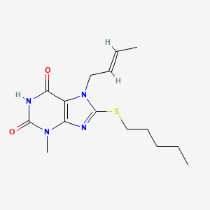 molecular formula C15H22N4O2S B2389729 7-[(E)-but-2-enyl]-3-methyl-8-pentylsulfanylpurine-2,6-dione CAS No. 306733-09-5