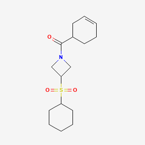 molecular formula C16H25NO3S B2389751 Cyclohex-3-en-1-yl(3-(cyclohexylsulfonyl)azetidin-1-yl)methanone CAS No. 1795192-40-3