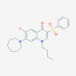 molecular formula C25H29FN2O3S B2389761 7-(azepan-1-yl)-3-(benzenesulfonyl)-1-butyl-6-fluoro-1,4-dihydroquinolin-4-one CAS No. 892759-90-9