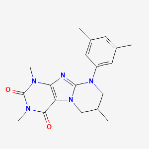 molecular formula C19H23N5O2 B2389770 9-(3,5-dimethylphenyl)-1,3,7-trimethyl-6,7,8,9-tetrahydropyrimido[2,1-f]purine-2,4(1H,3H)-dione CAS No. 845989-73-3