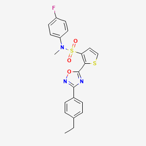 molecular formula C21H18FN3O3S2 B2389784 2-[3-(4-ethylphenyl)-1,2,4-oxadiazol-5-yl]-N-(4-fluorophenyl)-N-methylthiophene-3-sulfonamide CAS No. 1207055-47-7