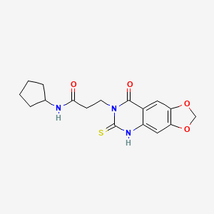 molecular formula C17H19N3O4S B2389791 N-cyclopentyl-3-(8-oxo-6-thioxo-5,6-dihydro-[1,3]dioxolo[4,5-g]quinazolin-7(8H)-yl)propanamide CAS No. 688055-27-8